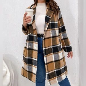 Plaid Lapel Collar Overcoat